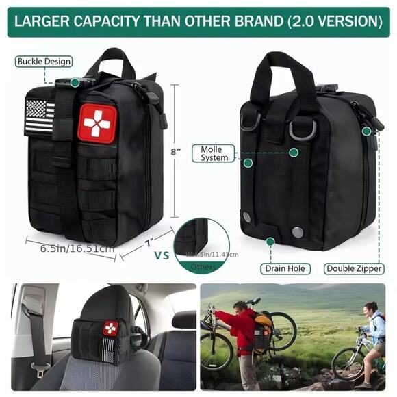 Emergency Survival Prepper Kit First Aid Bug out Military 204 Pieces Set -US - Picture 2 of 7